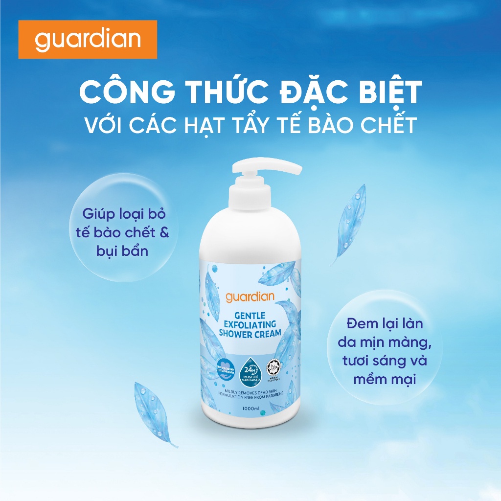 Sữa Tắm Dạng Kem Tẩy Tế Bào Chết Guardian Gentle Exfoliating Shower Cream 1000ml