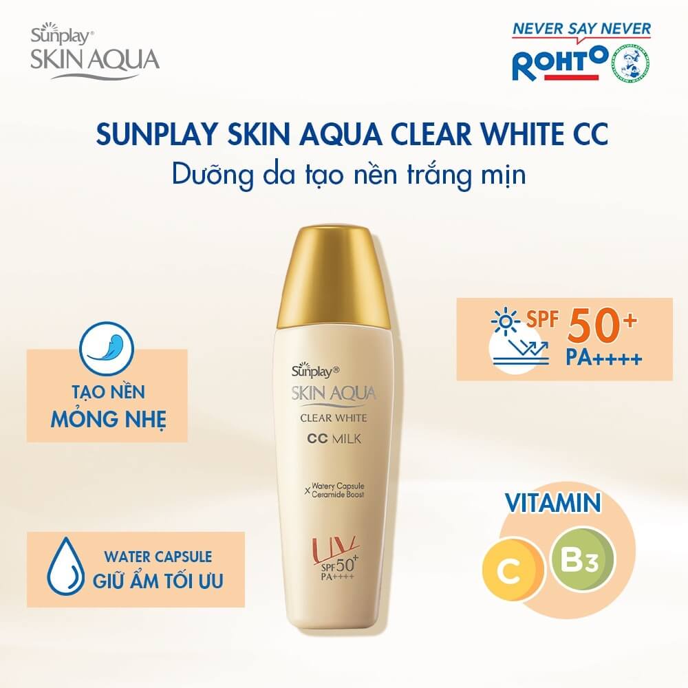 Sữa Chống Nắng Dưỡng Da Tạo Nền Trắng Mịn Sunplay Skin Aqua Clear White CC Milk SPF50 PA++++25Gr