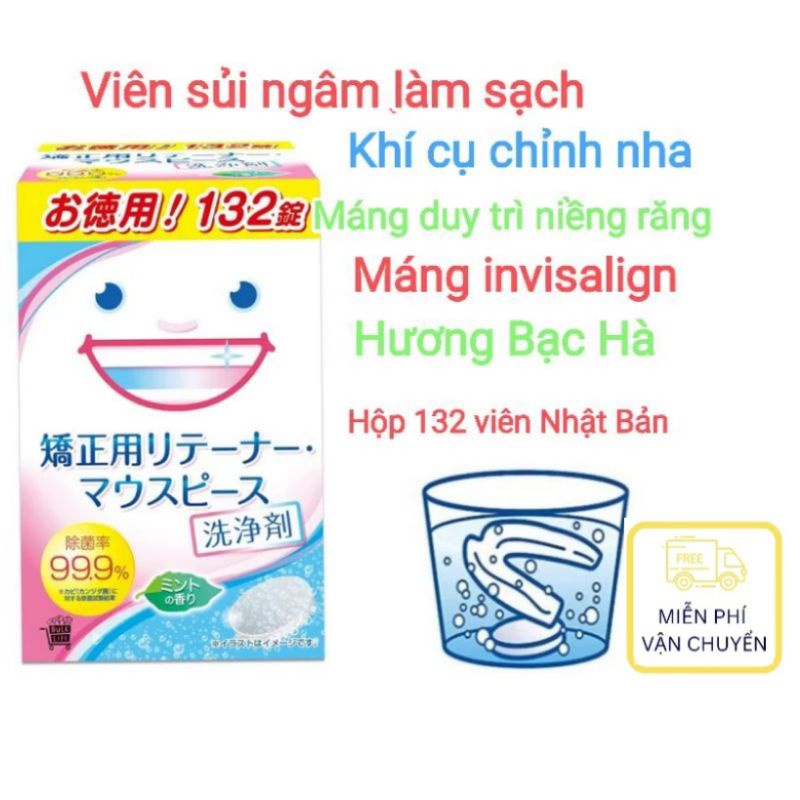 Viên sủi ngâm làm sạch khay chỉnh nha, máng duy trì Nhật bản