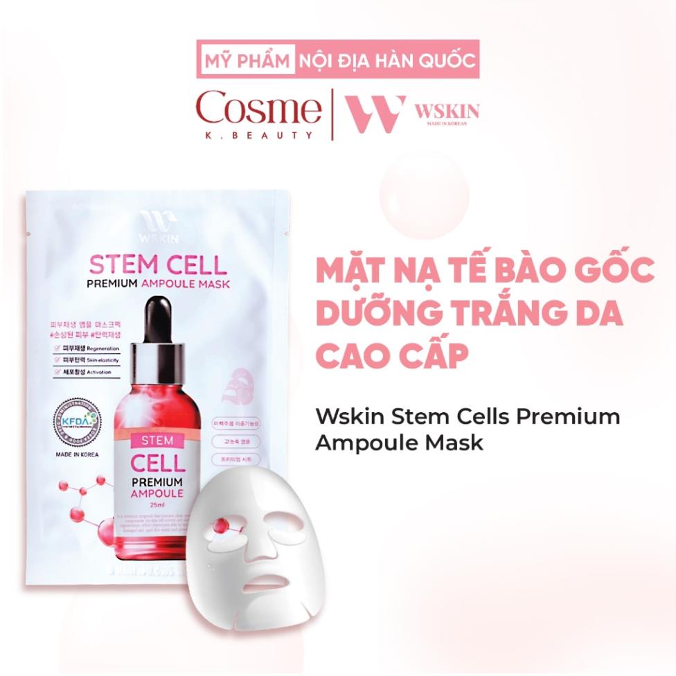 Mặt nạ giấy Wskin Stem Cell tế bào gốc dưỡng trắng da Hộp 10 mặt nạ WMN05 chính hãng