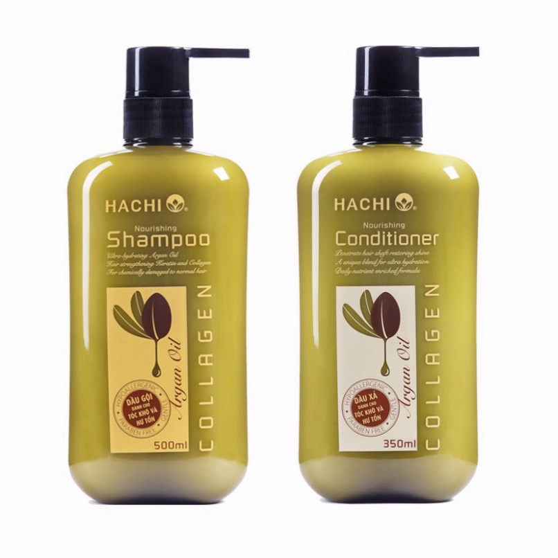 Dầu gội đầu ARGAN Hachi dành cho tóc hư tổn khô sơ - Cặp dầu gội xả Phục Hồi Tóc Khô Và Hử Tổn ARGAN