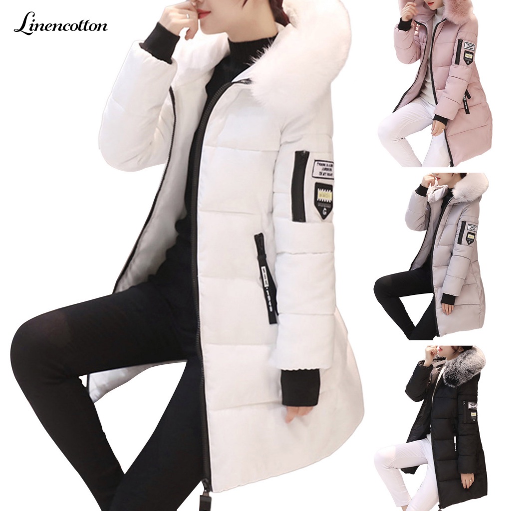 Áo Khoác cotton Linen Màu Trơn Có Mũ Trùm Đầu Và Túi Hộp Vừa Vặn Thời Trang Mùa Đông Ấm Áp Dành Cho Nữ