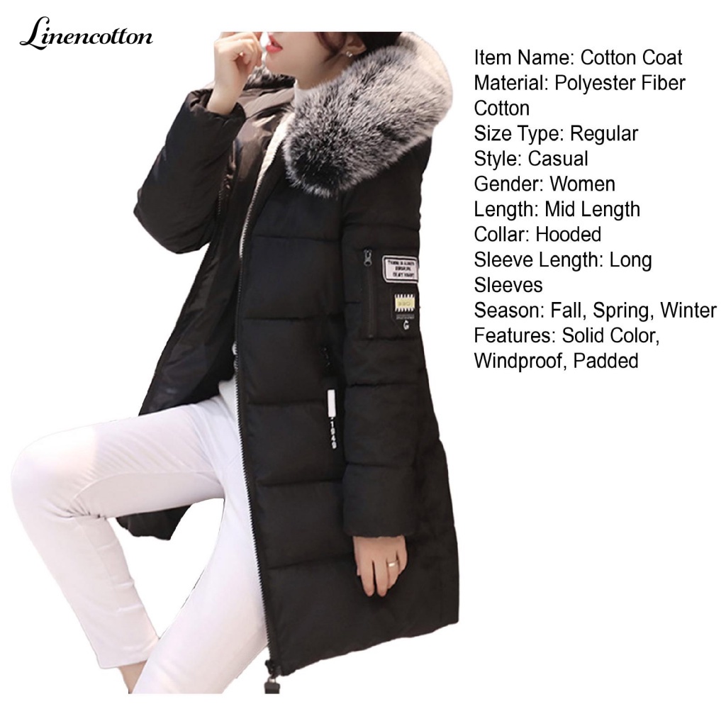 Áo Khoác cotton Linen Màu Trơn Có Mũ Trùm Đầu Và Túi Hộp Vừa Vặn Thời Trang Mùa Đông Ấm Áp Dành Cho Nữ
