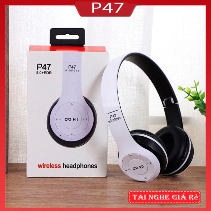 Tai nghe bluetooth P47 phiên bản âm thanh bass chất lượng,tai nghe chụp tai không dây có gắn thẻ nhớ kết nối ổn định P2T