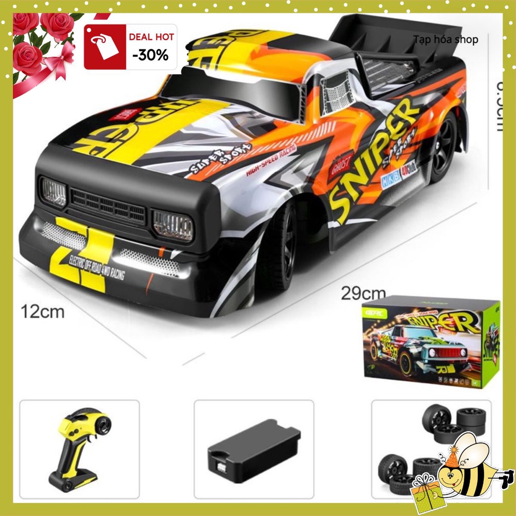 Xe đua điều khiển H4 Drift tốc độ 30km/h, 2 cầu 4wd, có led , tặng 4 bánh drift