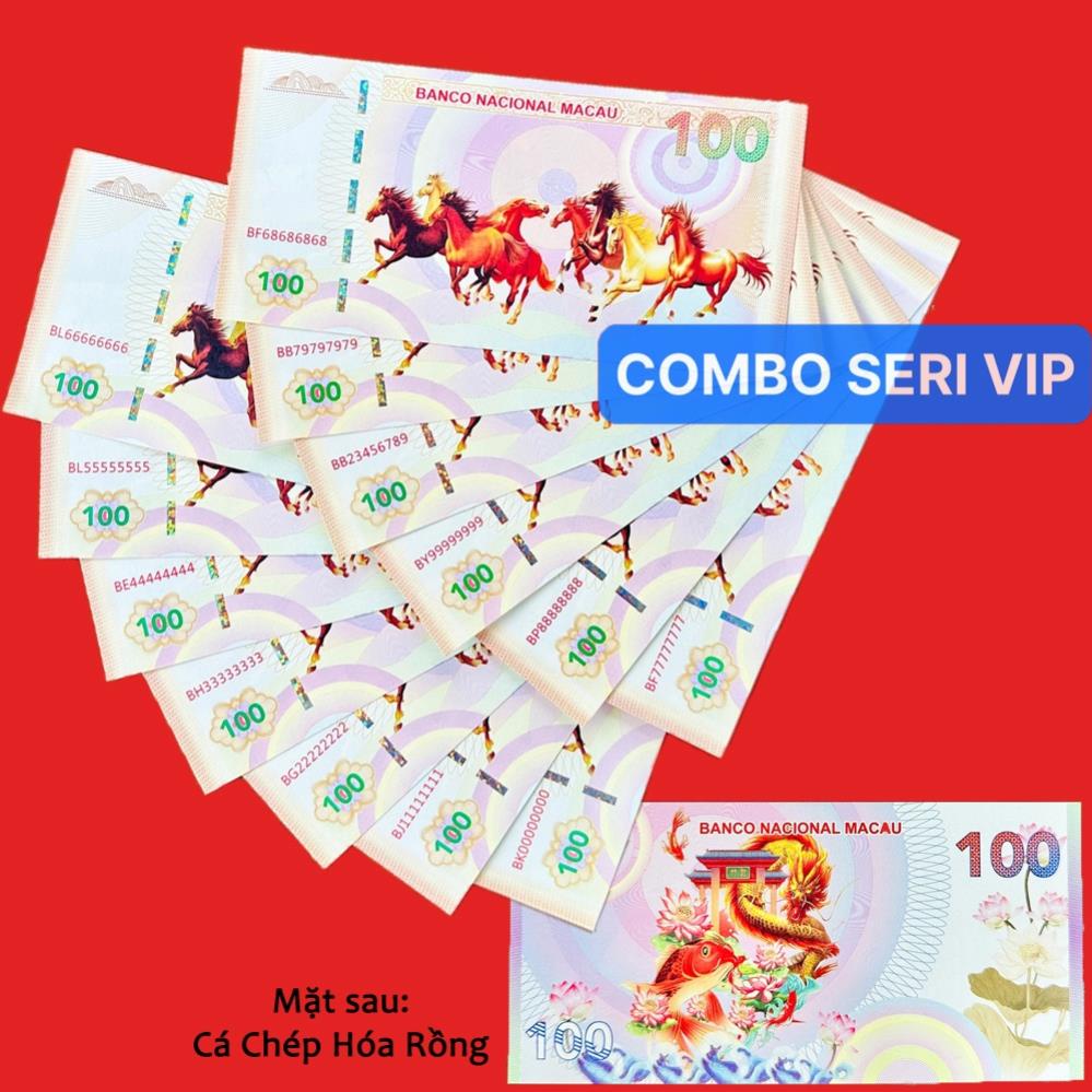 Tiền Mã Đáo Thành Công Macao Lưu Niệm Hình Con Ngựa và Cá Chép Hóa Rồng Lì Xì Tết Ý Nghĩa