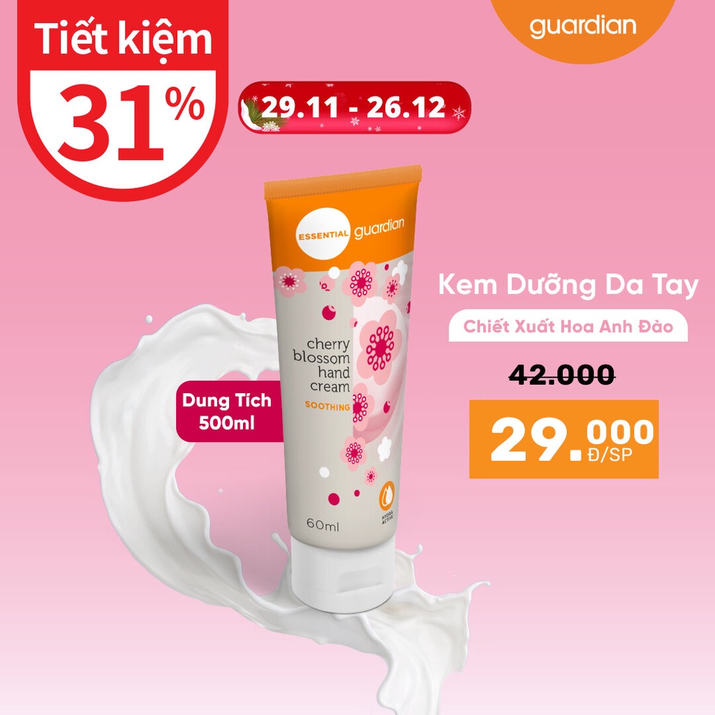 Kem Dưỡng Da Tay Dịu Da Guardian Cherry Blossom Soothing Hand Cream Chiết Xuất Hoa Anh Đào 60ml