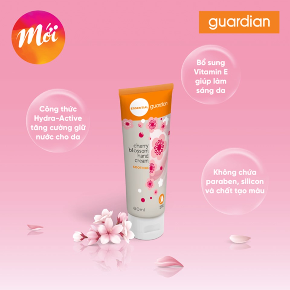 Kem Dưỡng Da Tay Dịu Da Guardian Cherry Blossom Soothing Hand Cream Chiết Xuất Hoa Anh Đào 60ml