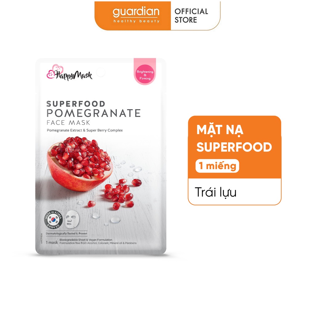 Mặt Nạ Dưỡng Ẩm Happy Mask Superfood Pomegranate Face Mask Chiết Xuất Lựu 25ml