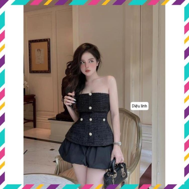 Set áo quây dạ pelum quần đùi bồng