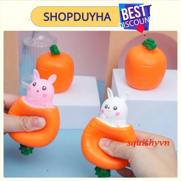 Đồ Chơi Thỏ Trắng Squishy Trong Củ Cà Rốt Dễ Thương