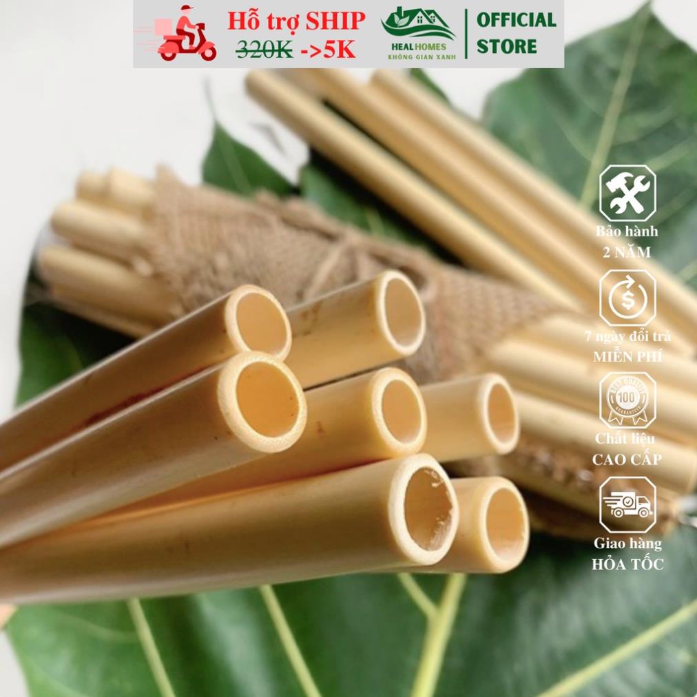Ống hút tre chiều dài 19cm dùng cho nhà hàng, khách sạn, quà tặng doanh nghiệp sang trọng cao cấp loại 3 / HealHomes