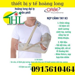 Nẹp cánh tay orbe h3 cố định 1/3 dưới xương cánh tay, xương cẳng tay & khớp khuỷu