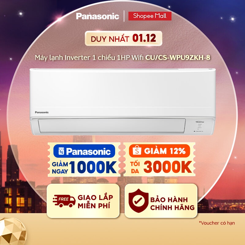 Máy lạnh/ Điều hòa Panasonic CU/CS-WPU9ZKH-8 - 1HP-Một chiều-Lọc sạch bụi 99%-Inverter