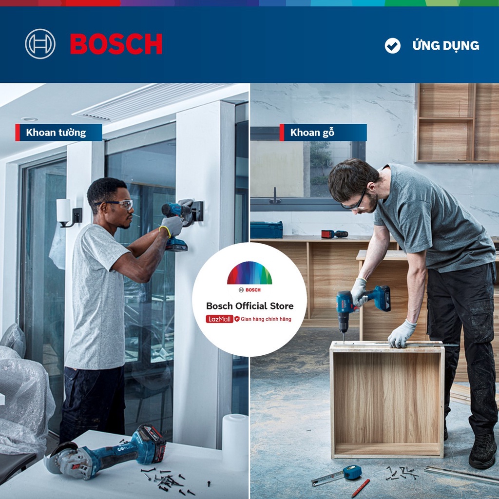 Máy khoan động lực dùng pin Bosch GSB 185-LI + Phụ kiện