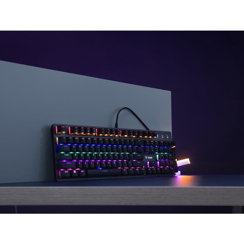 Bàn Phím Cơ Gaming Rapoo V500SE Có Dây Đèn Led Rainbow Chống Nước Siêu Bền - Hàng Chính Hãng