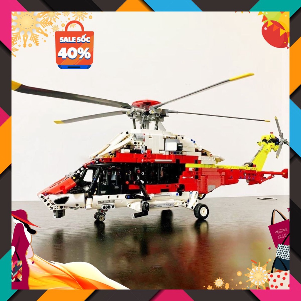 Đồ chơi giáo dục Lắp ráp mô hình Technic máy bay trực thăng Airbus có động cơ74666