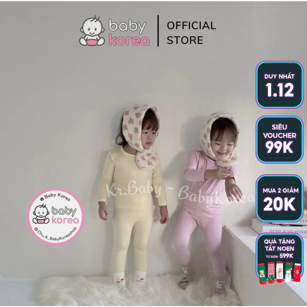 Bộ quần áo giữ nhiệt HiTech made in Korea màu sắc Pastel cho bé từ 7-25kg trời trang trẻ em BABYKOREA