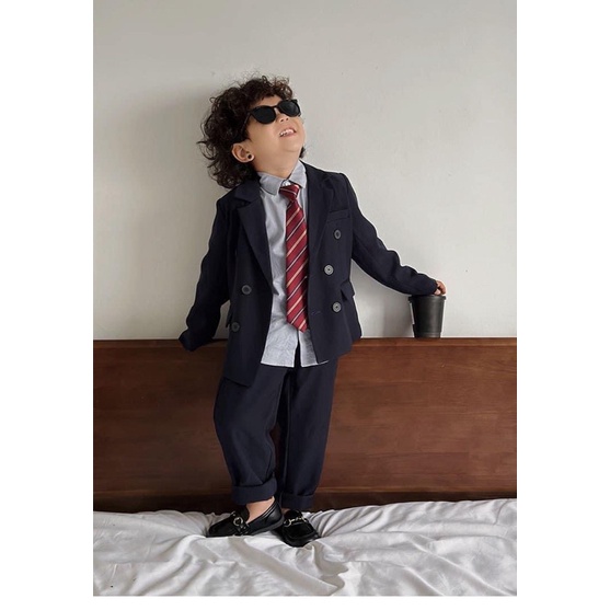 Set áo vest quần cà vạt bé trai