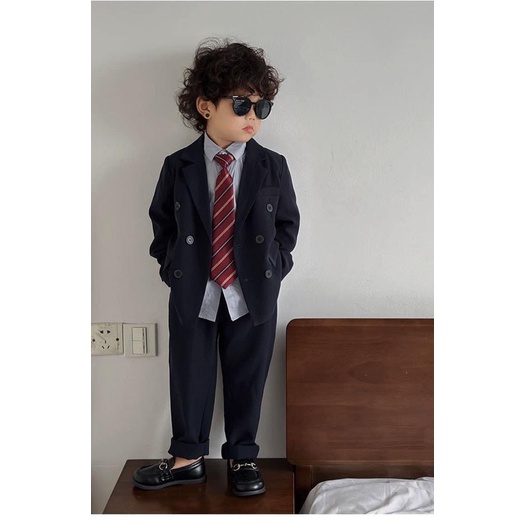 Set áo vest quần cà vạt bé trai