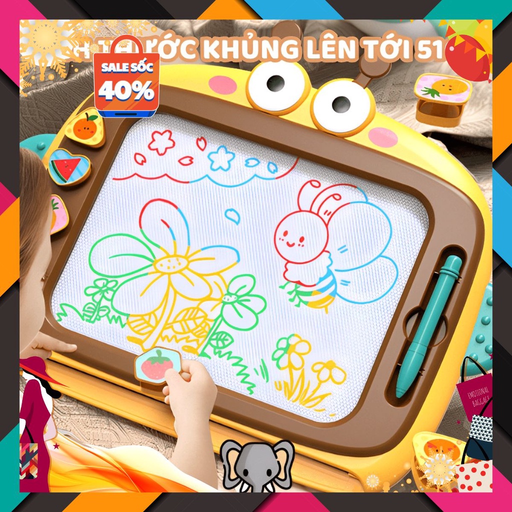 Tặng oto chibi Đồ Chơi Bảng Vẽ Tự Xóa Hulo Toys Kích Thước Lớn 51CM Nhiều Màu Sắc, Đồ Chơi Sáng Tạo,