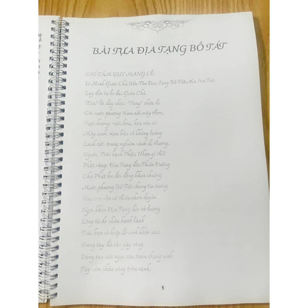 CHUYÊN SĨ, Tặng viết Vở chép kinh địa tạng cao cấp chữ MỜ mẫu TT - Khổ a4 cực đẹp - Sổ tay chép kinh Địa Tạng Bổn Nguyện