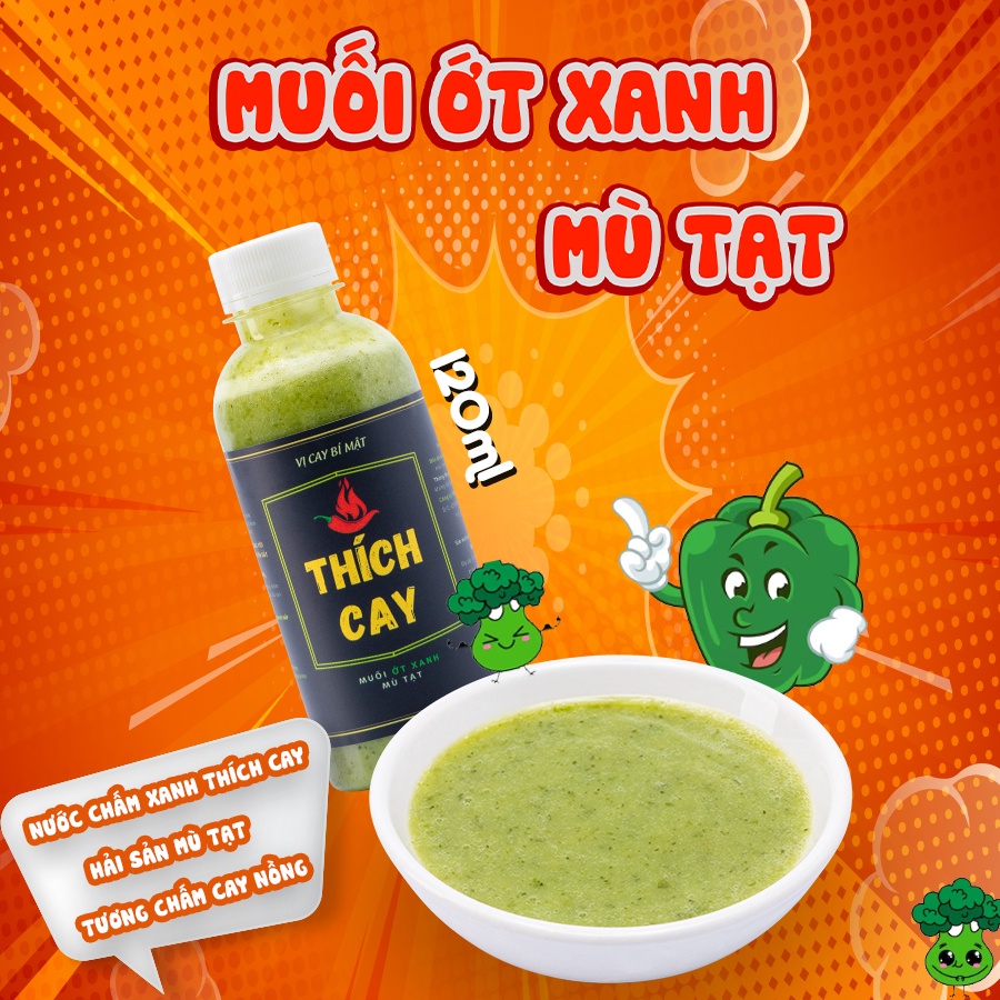 Muối ớt xanh mù tạt Thích Cay 120ml dùng chấm hải sản