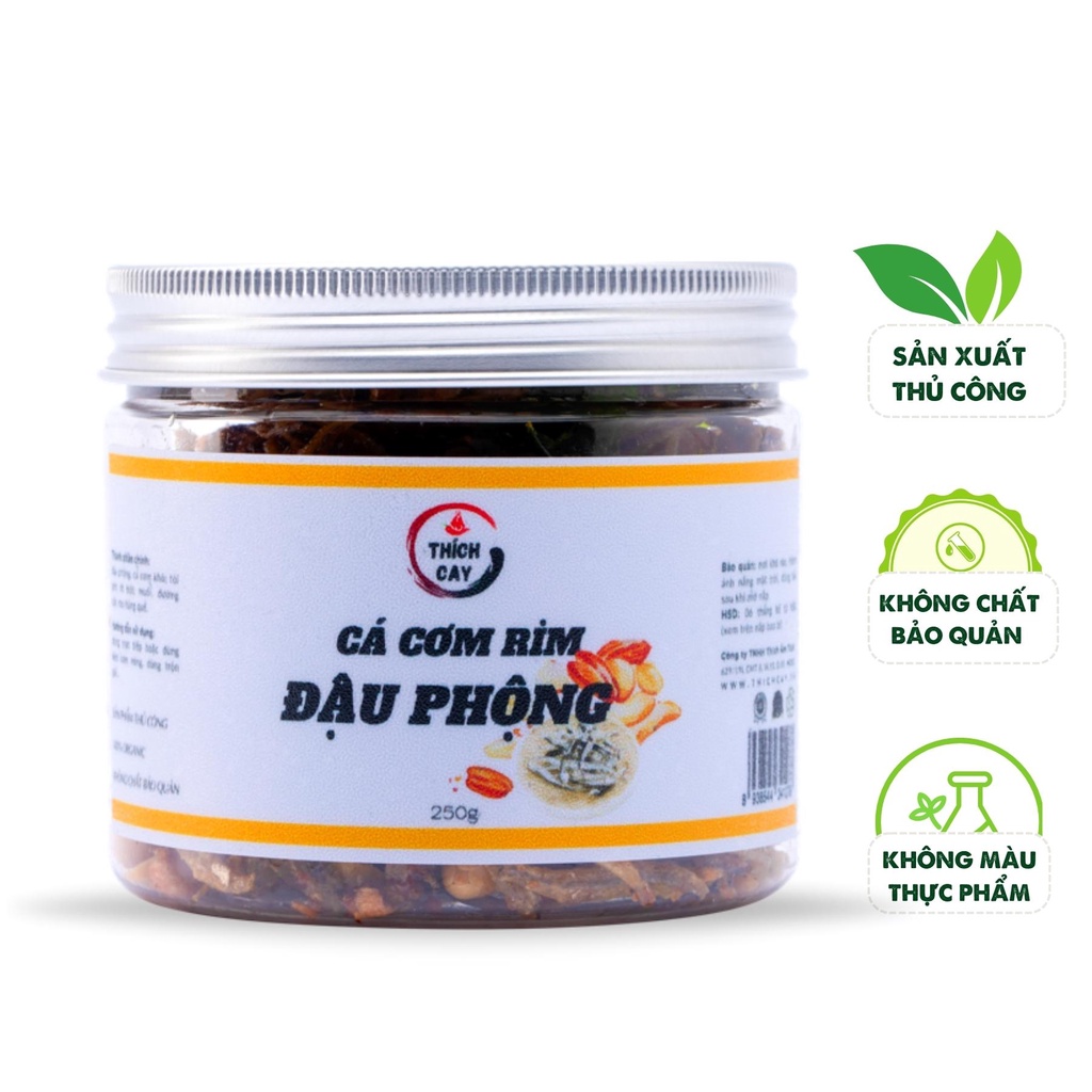 Cá cơm rim đậu phộng Thích Cay, dùng ăn với cơm, ăn vặt tiện lợi hủ 250g