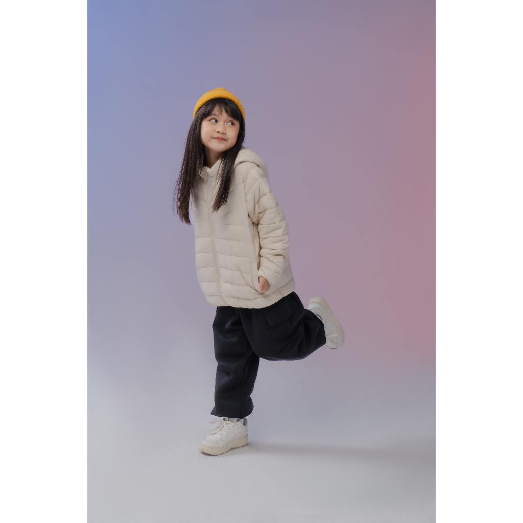 Áo khoác phao cho bé CANINFA chần bông Ultra Air ba lớp có mũ siêu nhẹ cản gió tốt 3OT23W007