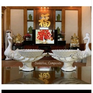Bình cắm hoa con công composite cao cấp ⚡️bao bể vỡ⚡️ công 5 cắm hoa lụa, lông công