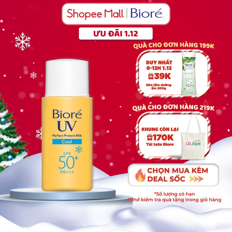 Bioré Sữa Chống Nắng Bảo Vệ Hoàn Hảo MÁT LẠNH Biore UV SPF50+/PA+++ 25ML