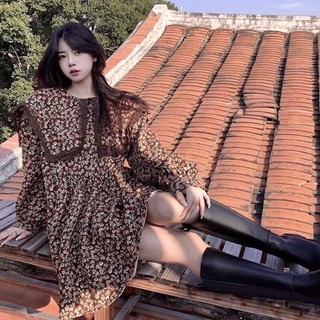 Váy Babydoll Vintage Hoa Nhí form Rộng
