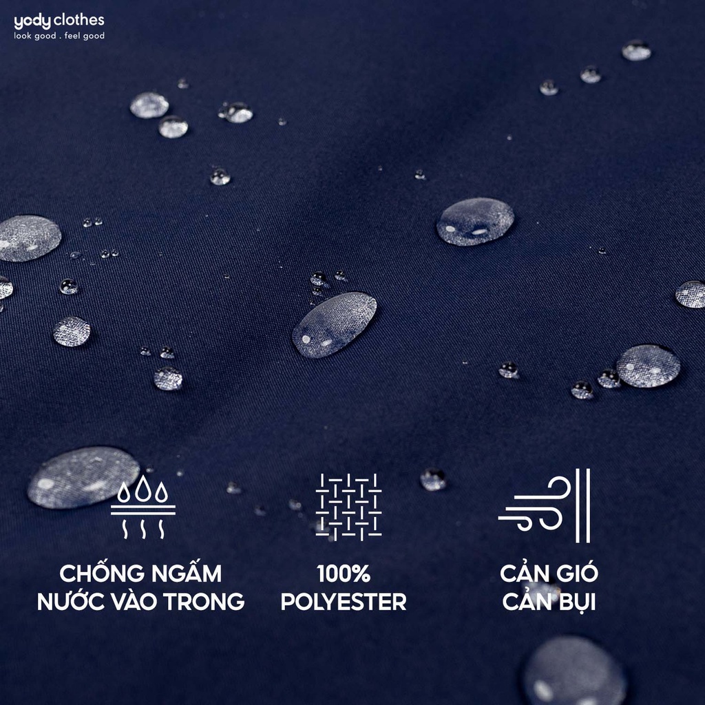 Áo gió trẻ em YODY chất liệu vải gió chống thấm nước gấp gọn có lót lưới có mũ tháo rời linh hoạt AKK5021