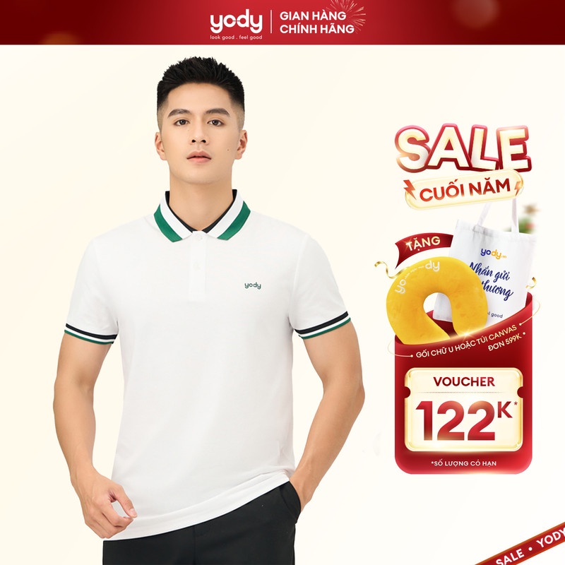 Áo thun polo nam có cổ YODY Sport mềm mại, thông thoáng co giãn nhẹ APM6327