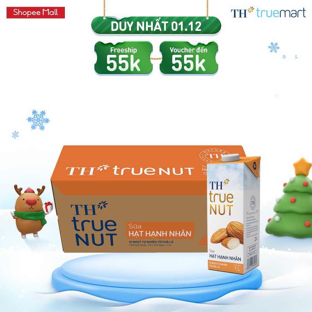Thùng 12 hộp sữa hạt hạnh nhân TH True Nut 1L (1L x 12)