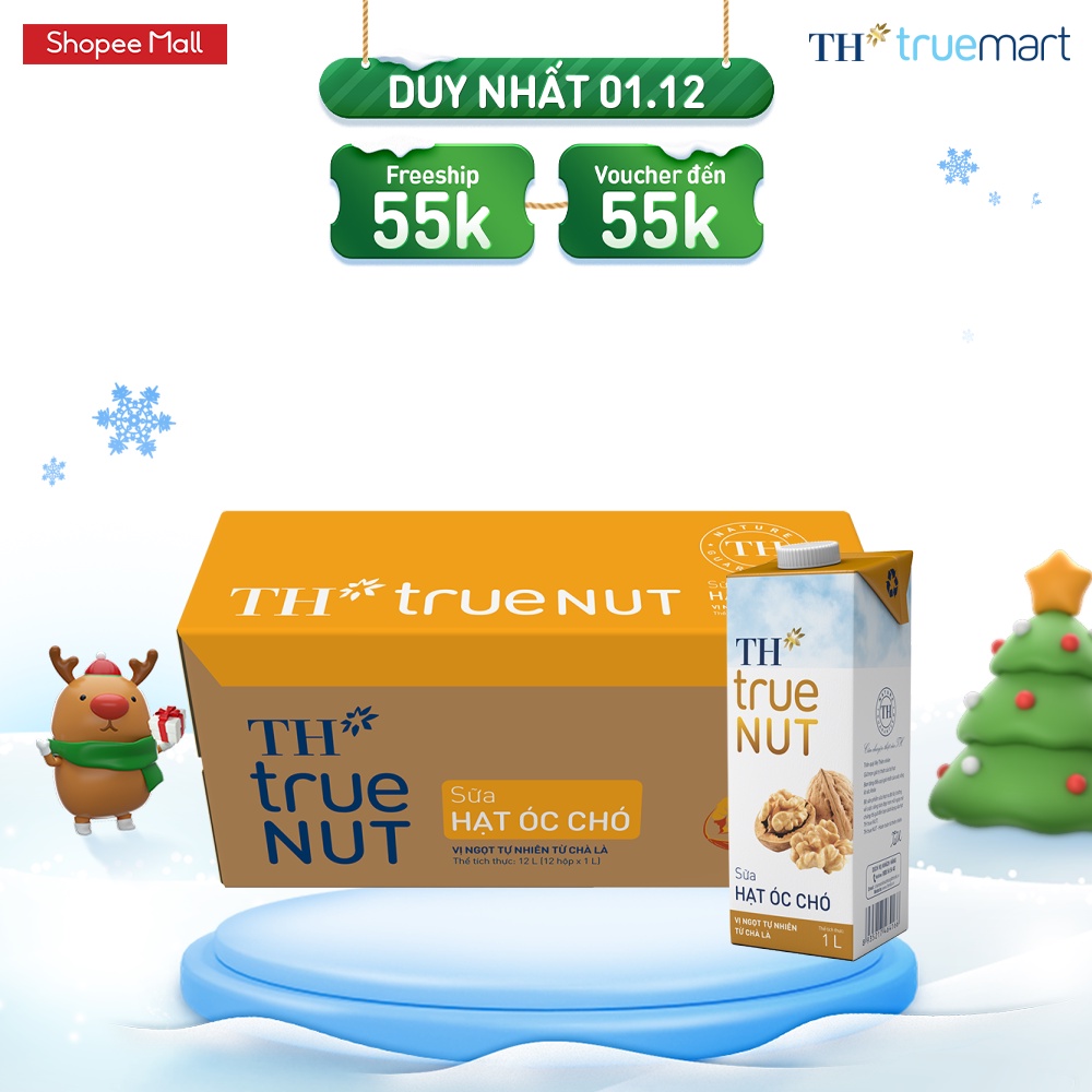 Thùng 12 hộp sữa hạt óc chó TH True Nut 1L (1L x 12)