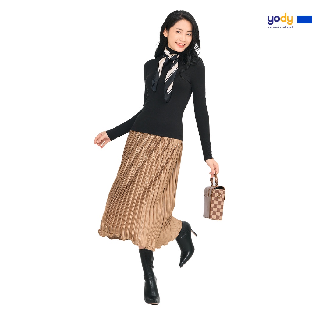 Áo thun giữ nhiệt nữ YODY cổ lọ, dài tay ấm áp, ôm body tôn dáng, co giãn ATN6078