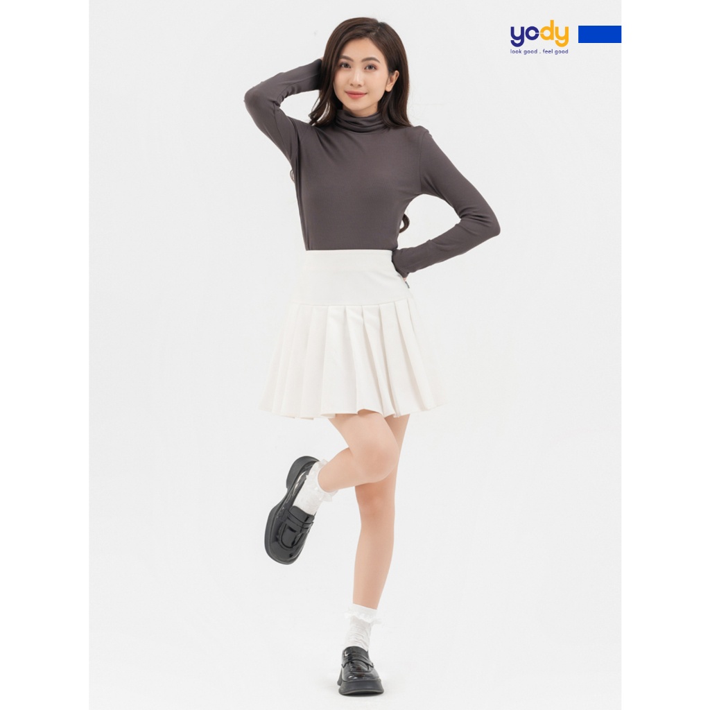 Áo thun giữ nhiệt nữ YODY cổ lọ, dài tay ấm áp, ôm body tôn dáng, co giãn ATN6078