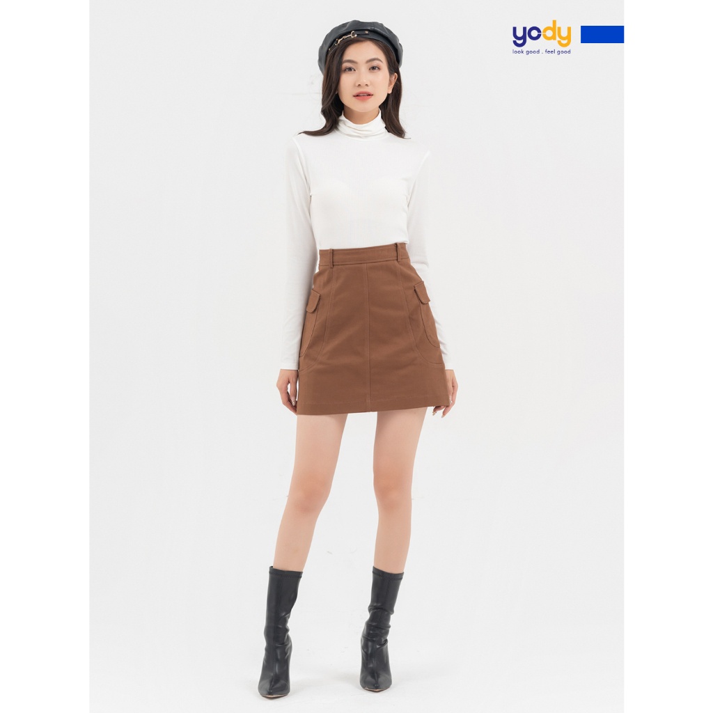 Áo thun giữ nhiệt nữ YODY cổ lọ, dài tay ấm áp, ôm body tôn dáng, co giãn ATN6078