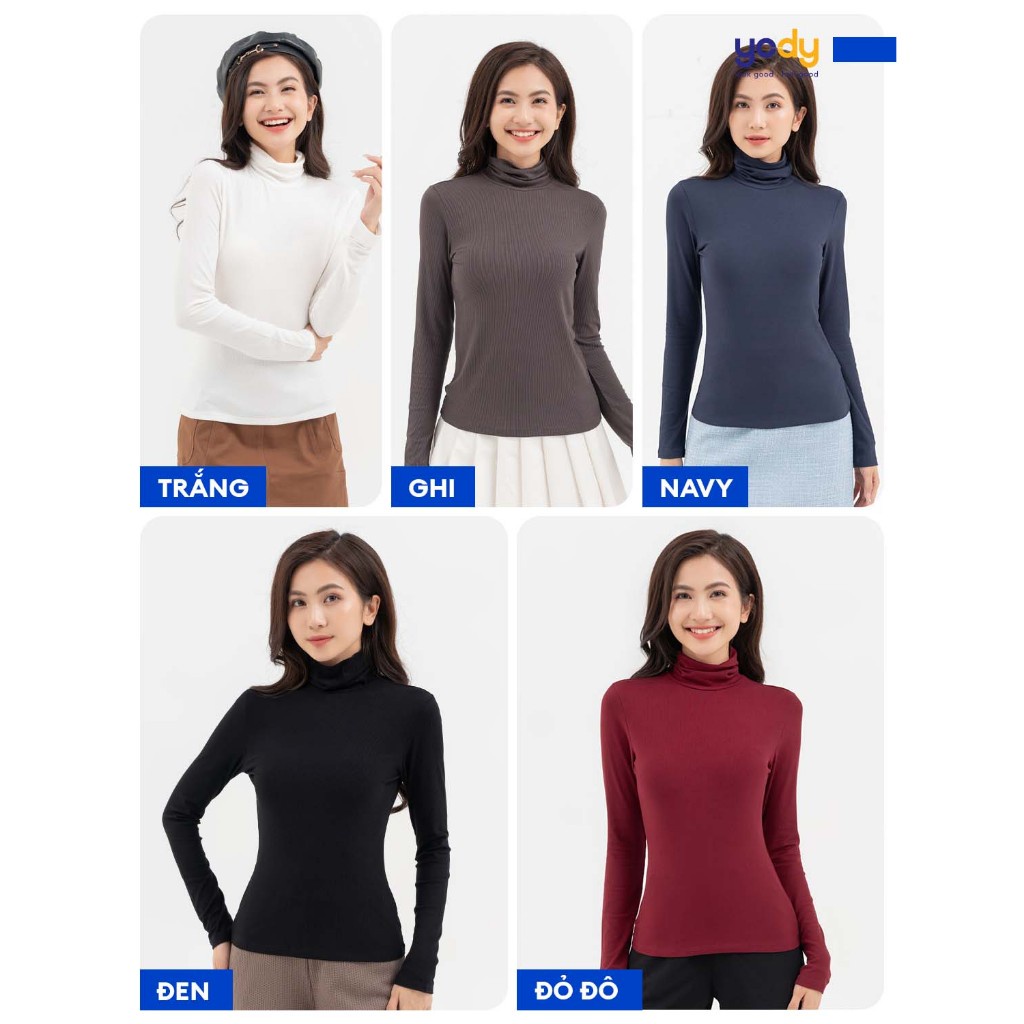 Áo thun giữ nhiệt nữ YODY cổ lọ, dài tay ấm áp, ôm body tôn dáng, co giãn ATN6078