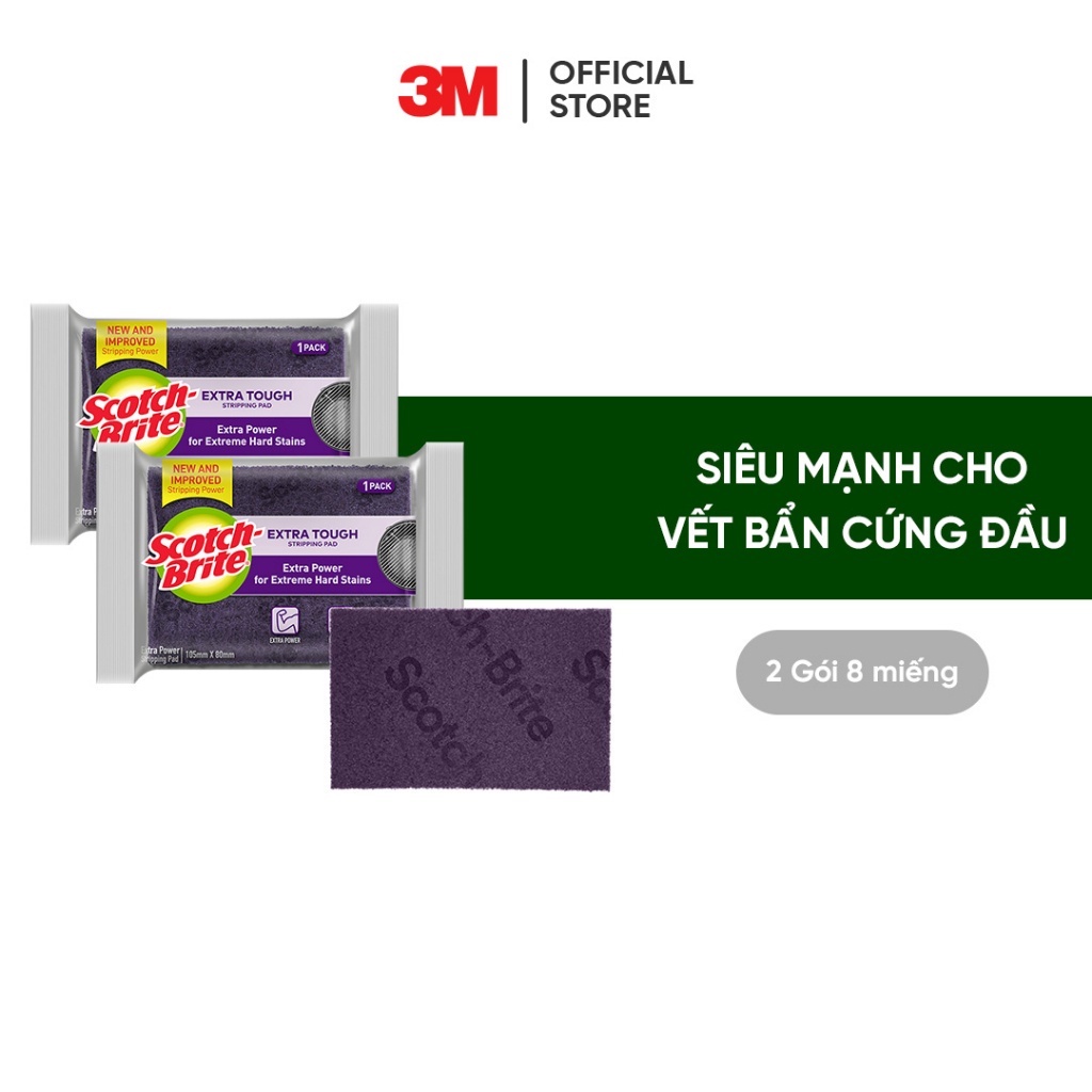 Combo 2 gói cước Rửa Chén Siêu Mạnh Scotch Brite - Rửa sạch mọi vết bẩn cứng đầu, an toàn cho vỉ nướng, nồi inox, gang