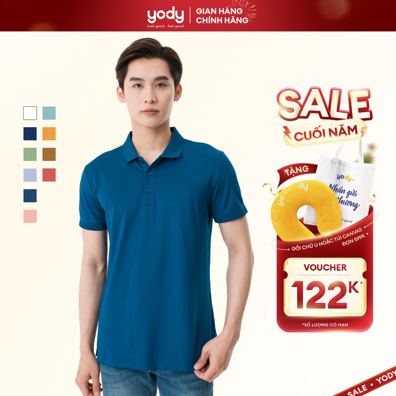 Áo polo nam YODY chất vải coolmax bo dệt nổi phù hợp công sở dịp tết APM5179