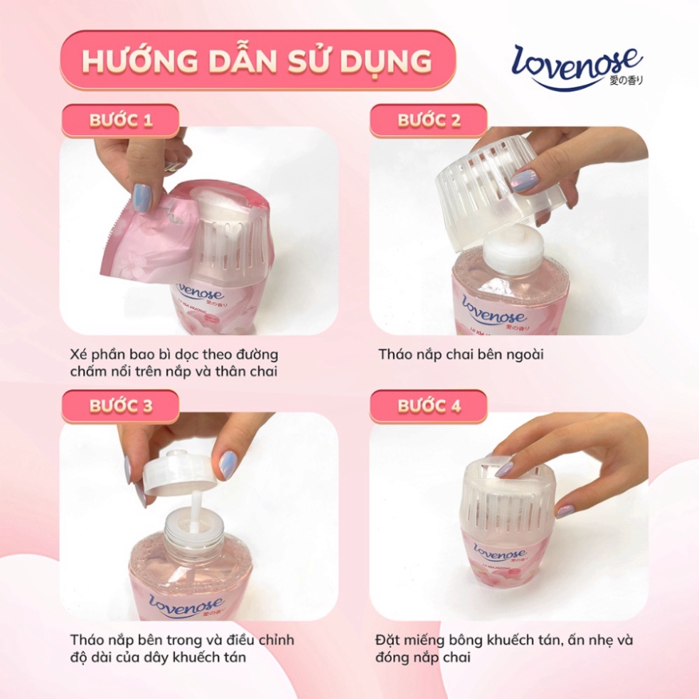 Lọ tỏa hương Lovenose hương thơm tự nhiên dễ chịu khử mùi sáp thơm phòng thế hệ mới 60 ngày - Dung tích 250ml QT88 QT88