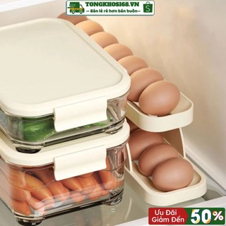 Khay Đựng Trứng Lăn Tự Động Hai Tầng Tiết Kiệm Không Gian Cho Tủ Lạnh - KhoSỉCK68