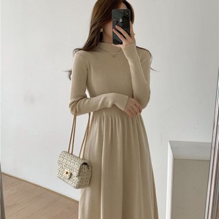 Đầm Dệt Kim Cổ Cao Thời Trang Thu Đông Sang Trọng Cho Nữ