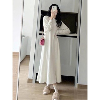 Đầm Chữ a Dệt Kim Dài Đến Đầu Gối Dáng Rộng Thời Trang Thu Đông Kiểu Pháp Hàng Mới Dành Cho Bạn Nữ