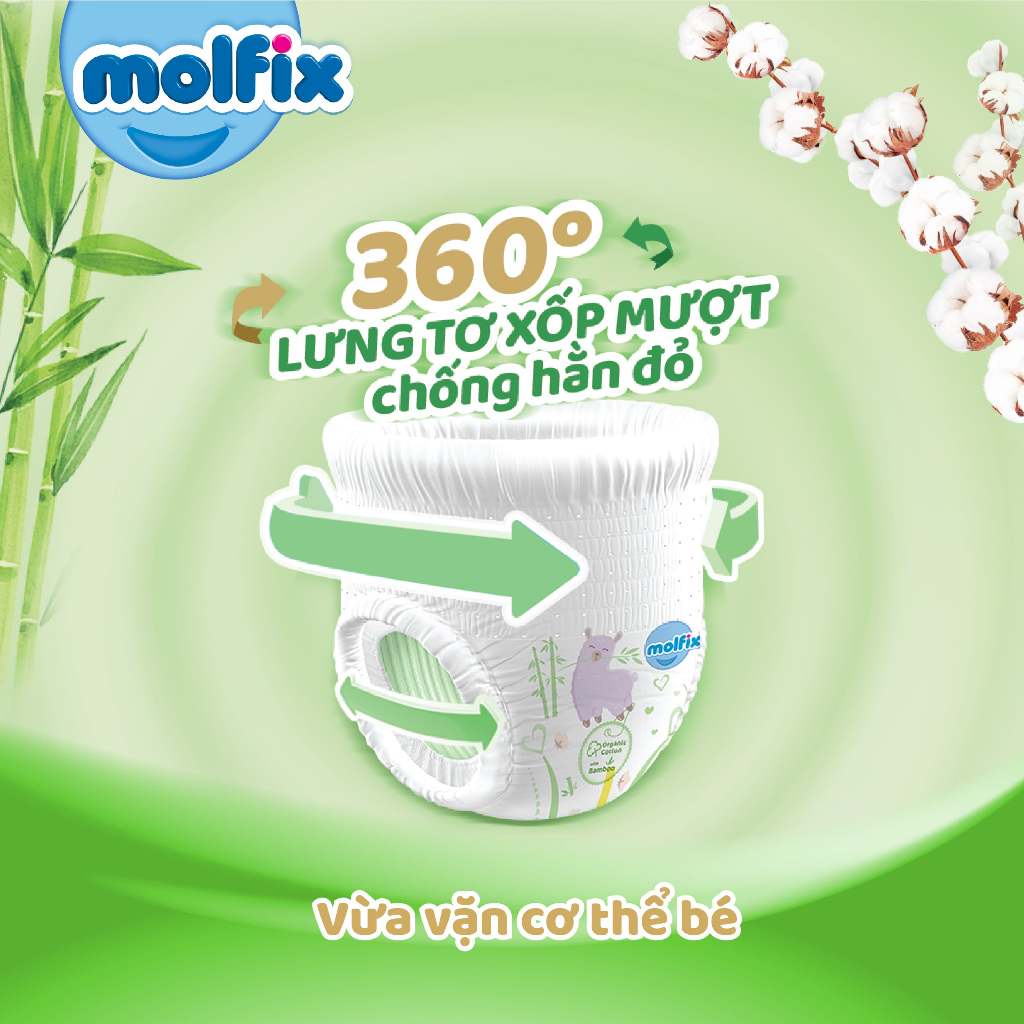 Tã/bỉm quần Molfix Thiên nhiên Jumbo XL (12kg - 17kg) - Gói 32+6 miếng