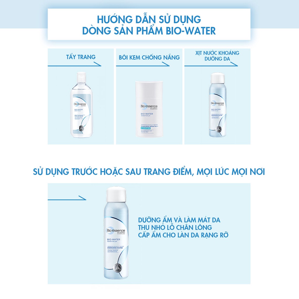 Nước tẩy trang ẩm mượt mịn màng Bio-Essence Bio-Water Bio-Essence Water Micellar Water 100ml