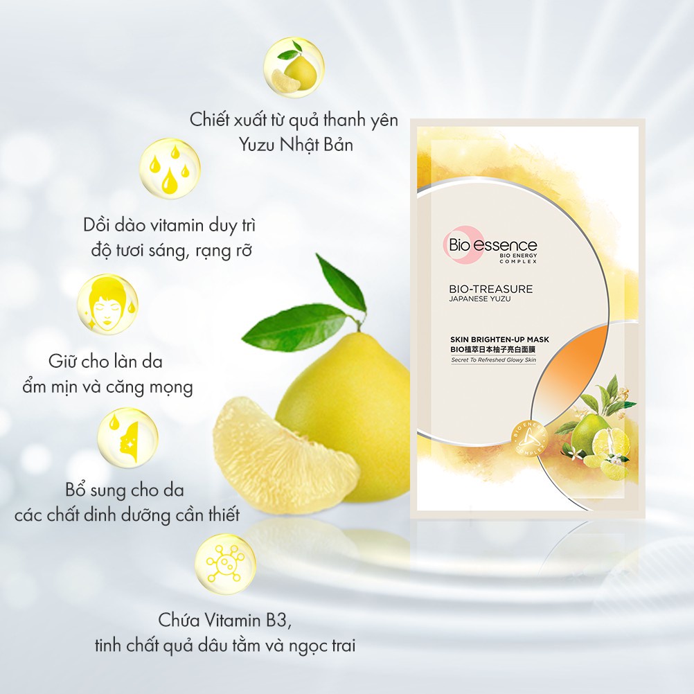 Mặt nạ dưỡng trắng chuyên sâu Bio-Essence Skin Brighten-Up Mask chiết xuất Yuzu 20ml