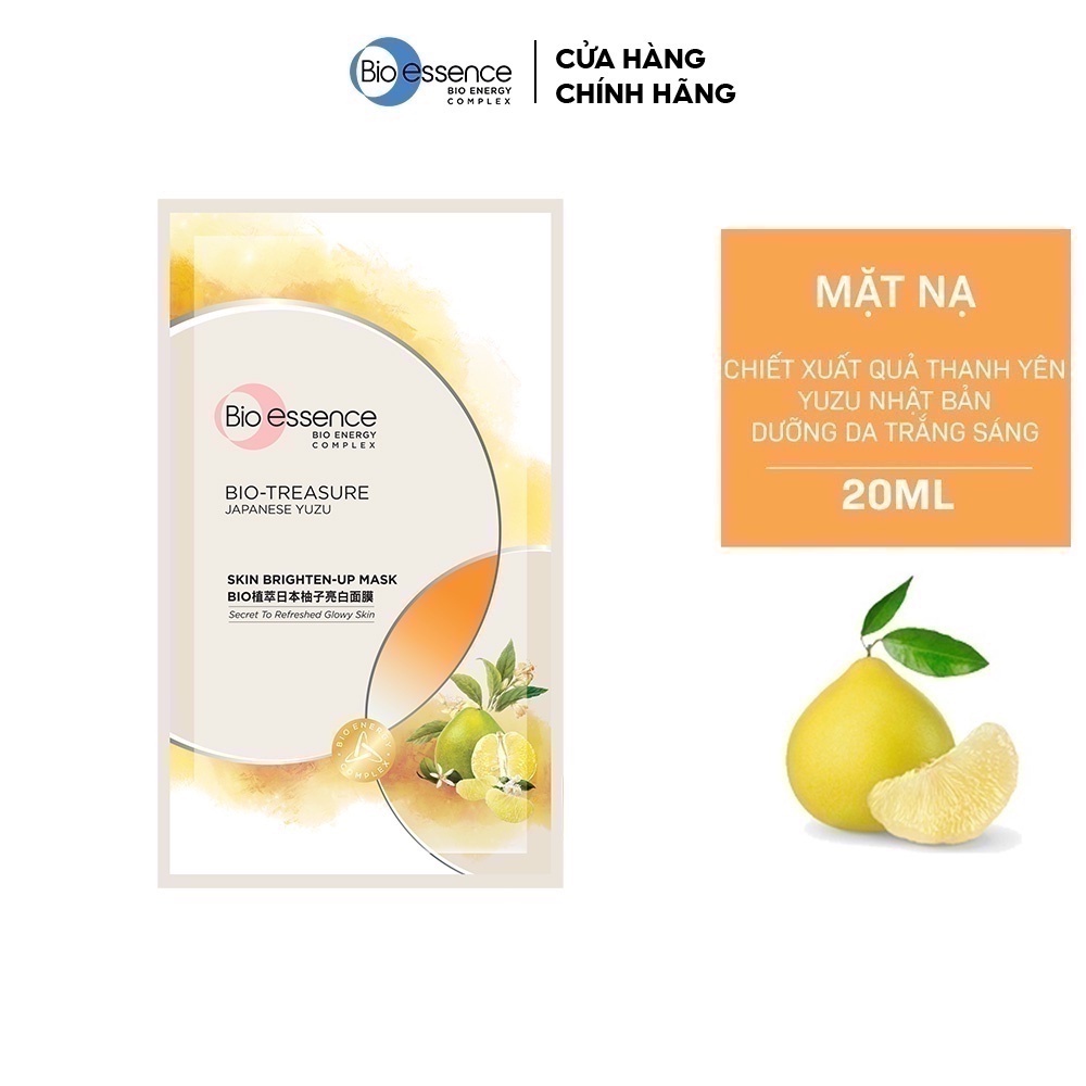 Mặt nạ dưỡng trắng chuyên sâu Bio-Essence Skin Brighten-Up Mask chiết xuất Yuzu 20ml